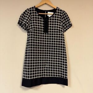 Black White Dress Women's Medium Geometric Cotton Circle Print Pattern Shift